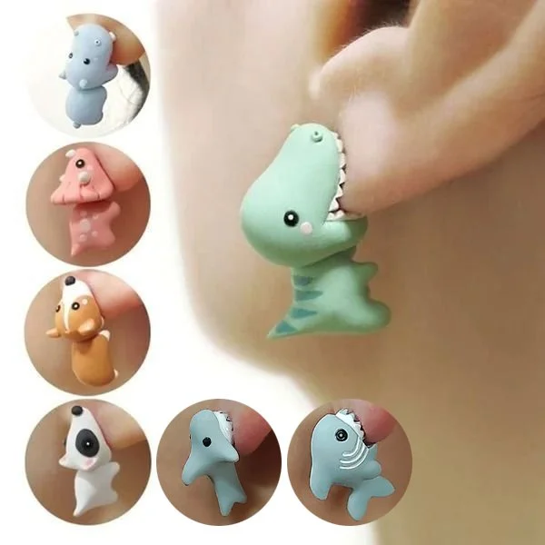  Cute animal bite earring🦖🐕🦈🐋