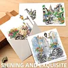 6Pcs Diamond Painting Bicycle Town Greeting Card Set with Envelopes for Birthdays Thanksgiving & Special Occasion