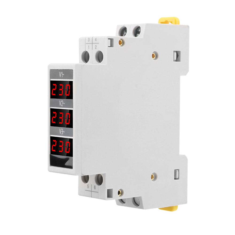 

3 Phase Modular Voltage Meter AC 80-500V DIN Rail Mount Digital Voltmeter, 501 Original