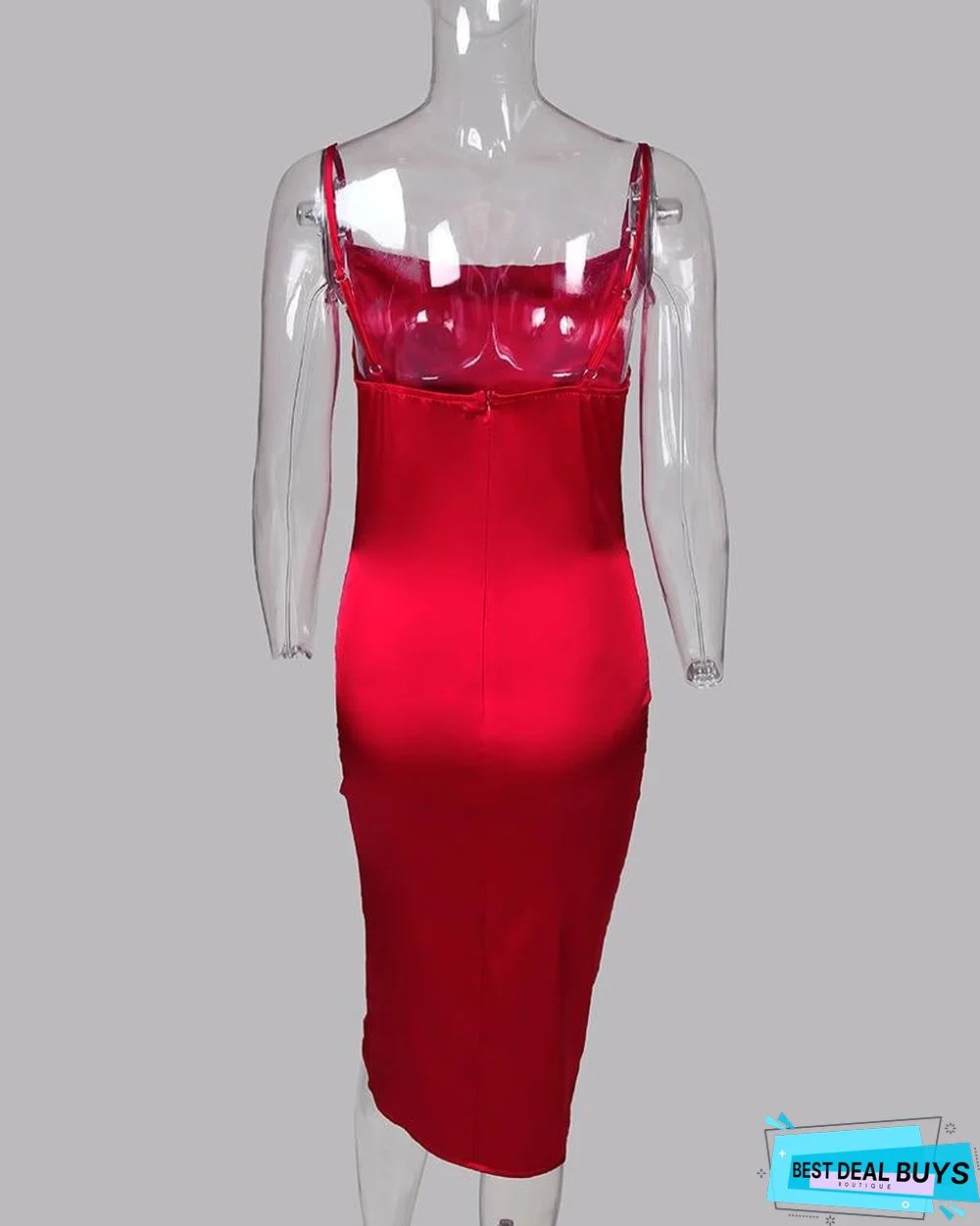 Spaghetti Strap Bodycon Slit Dress