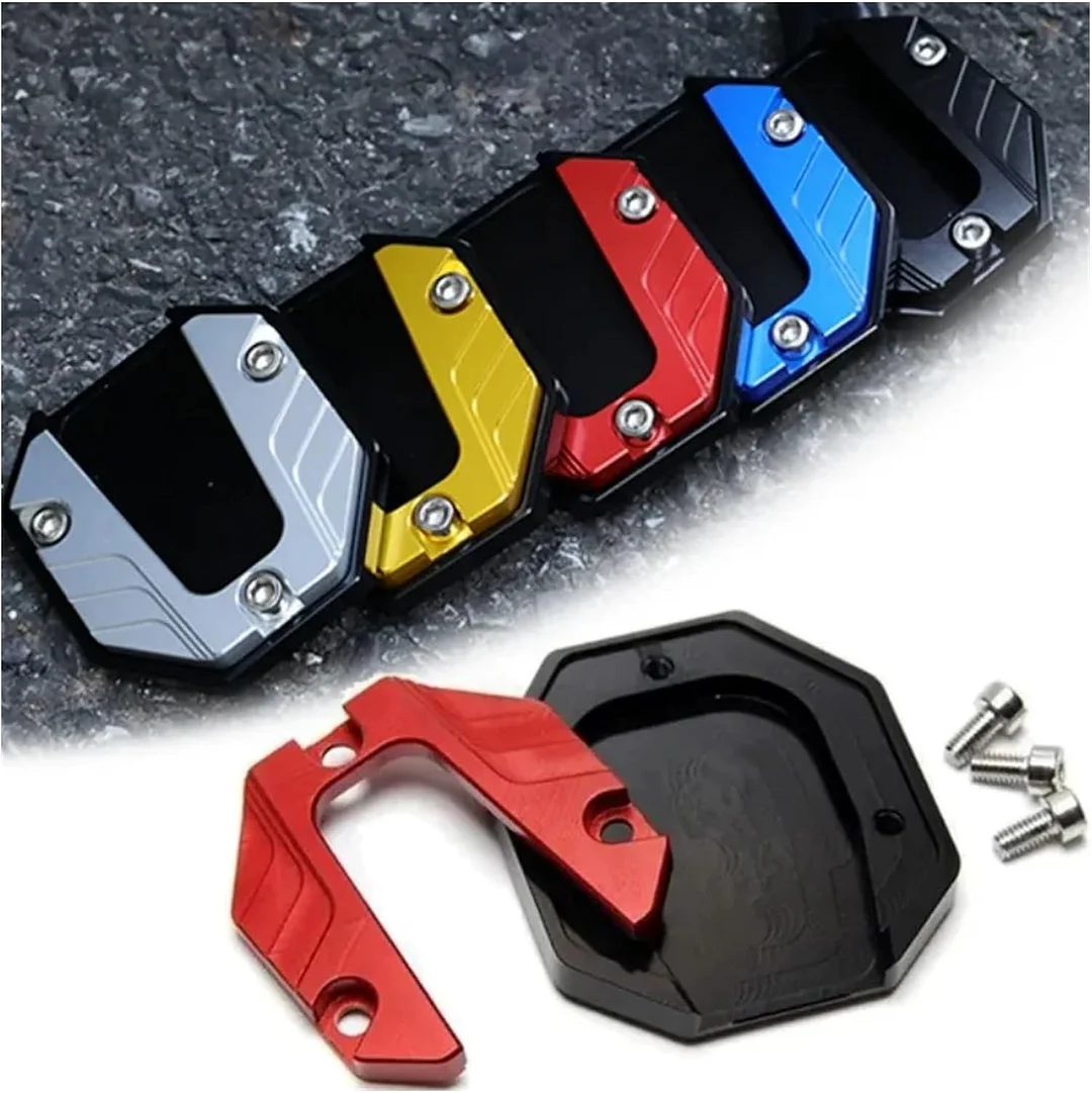Kickstands Jiffy Stands Parts Aluminum Alloy Motorcycle Bike Kickstand Extender Foot Side Stand Extension Foot Pad Support Plate Motorbike Accessories
