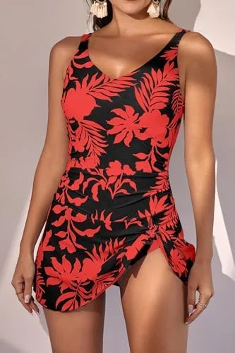 One Piece Tummy Control Swimdress for Women 