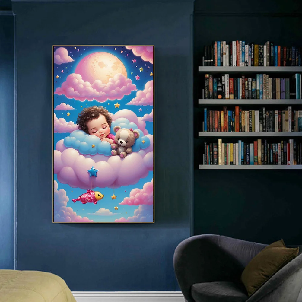 Diamond Painting - Full Round Drill - Clouds Sleeping Kid(Canvas|40*70cm)