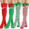Women's Christmas Festival Bowknot Ball Striped Long Socks 