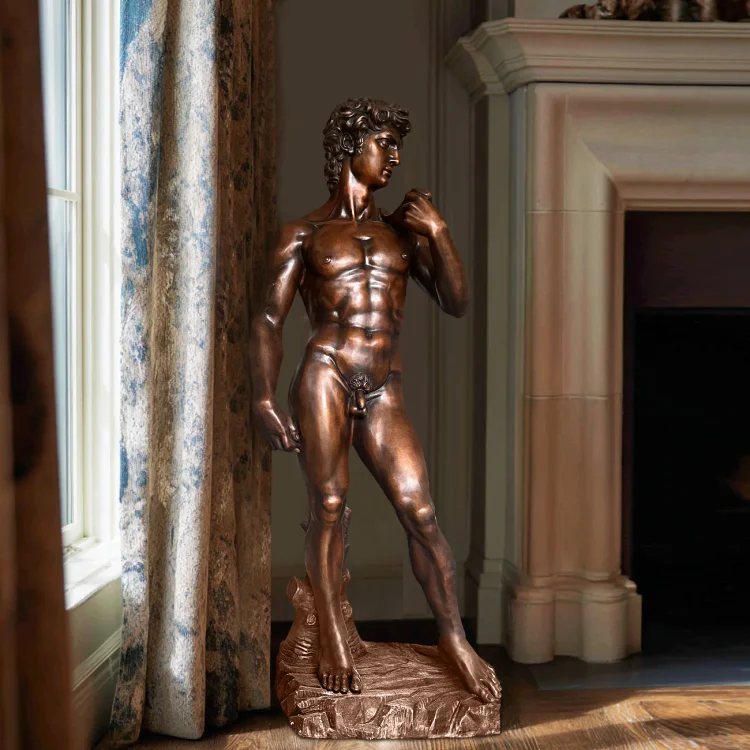 Vintage Bronze Sculpture of Michelangelo's David Replica For