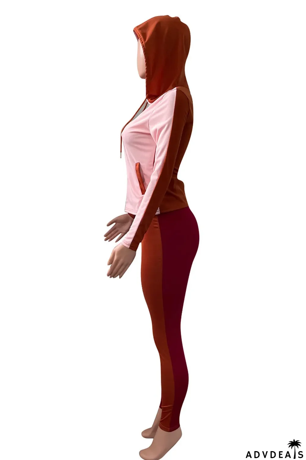 Deep Blue Casual Solid Split Joint Zipper Hooded Collar Long Sleeve Two Pieces