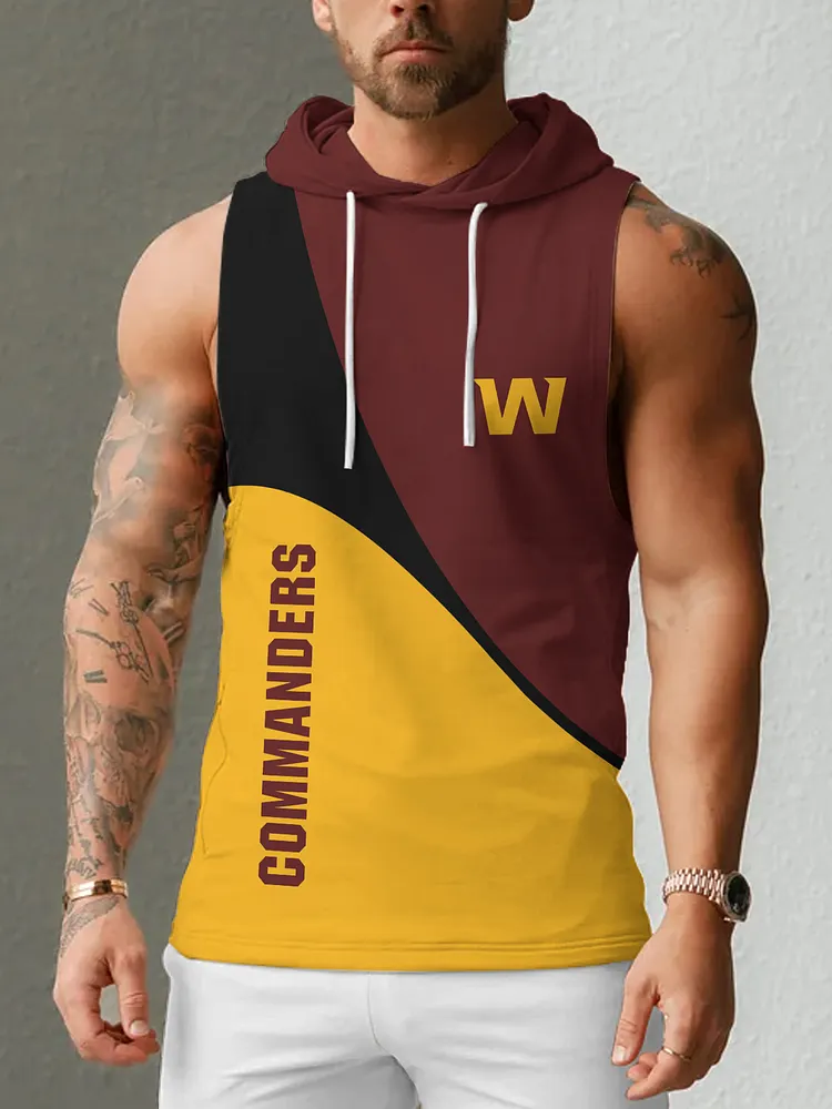 Washington Commanders Men's  Casual Comfy Sleeveless Hooded Tank Top