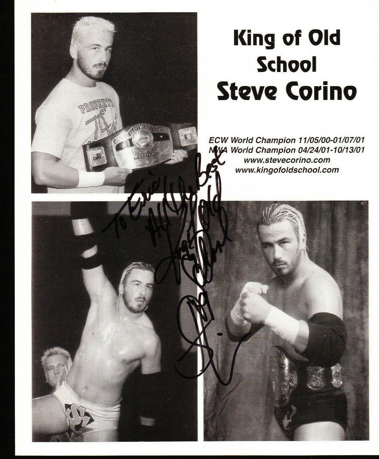 STEVE CORINO SIGNED AUTOGRAPH 8X10 ECW NWA WRESTLING Photo Poster painting COA KING OLD SCHOOL