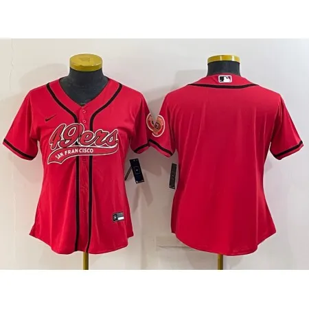 Women's San Francisco 49ers Blank Red With Patch Cool Base Stitched Baseball Jersey(Run Small) ZGWB