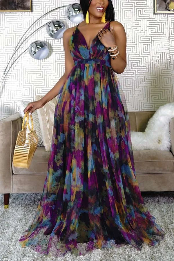 Fashion Sexy Digital Print Maxi Dress
