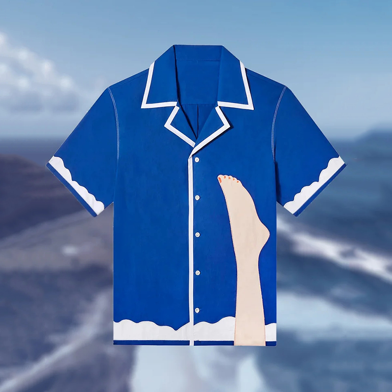 Men's Funny Art Foot Print Short Sleeve Shirt