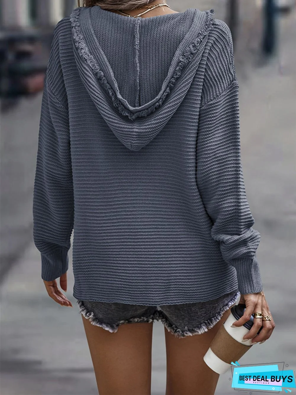 Fashion V-neck Solid Color Long Sleeve Sexy Sweater