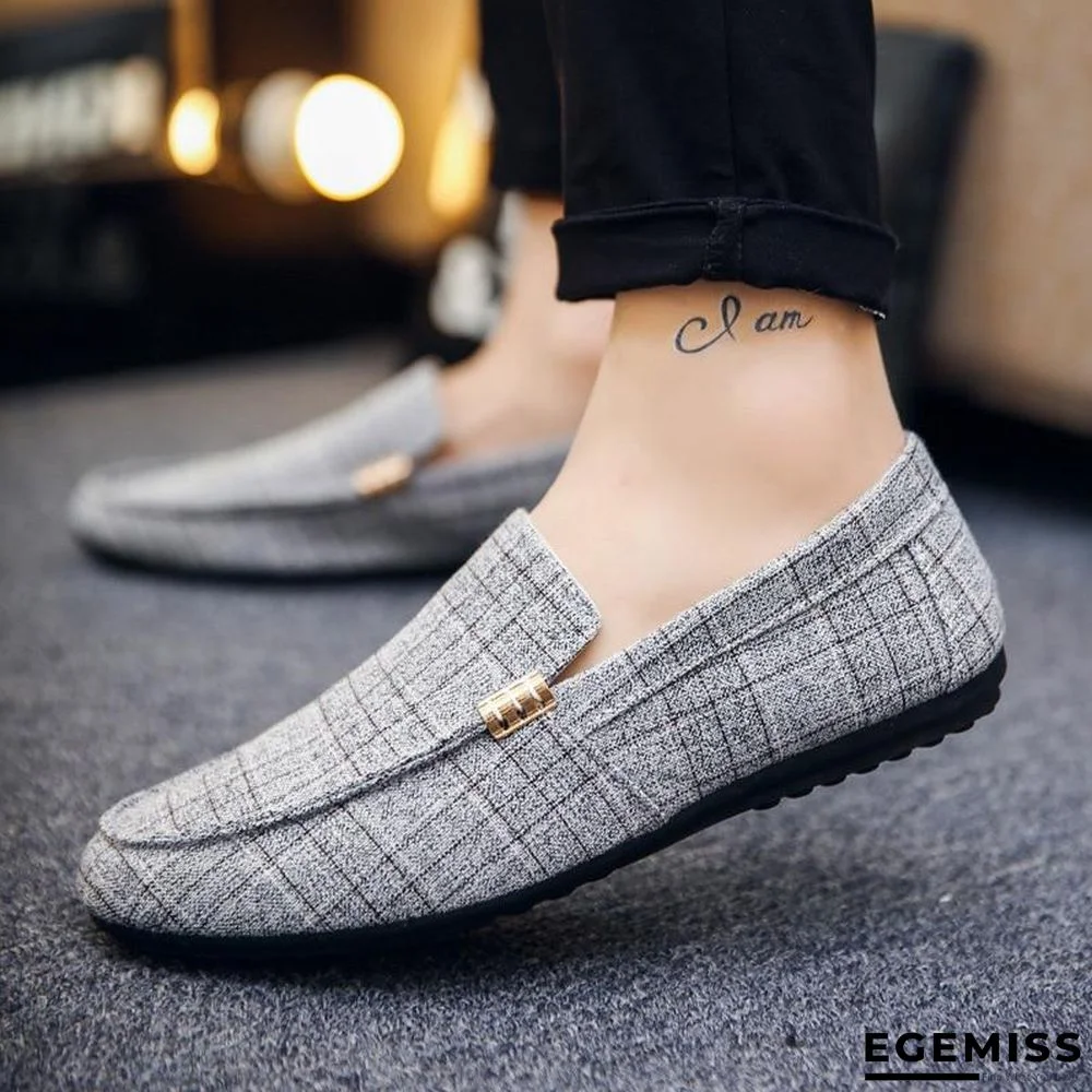 Men's Casual Loafers Slip On Light Canvas Breathable Flats Shoes | EGEMISS