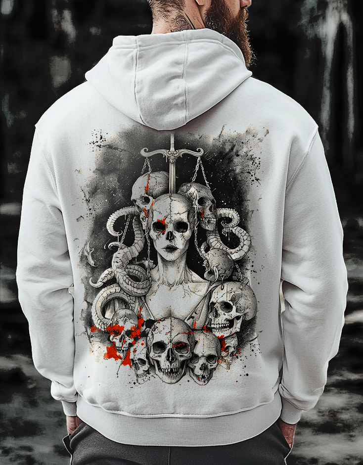 Unique Design Goddess of Justice Bloody Dark Skull Rock Style Exclusive Sports Hoodie / Rvogue / Rvogue