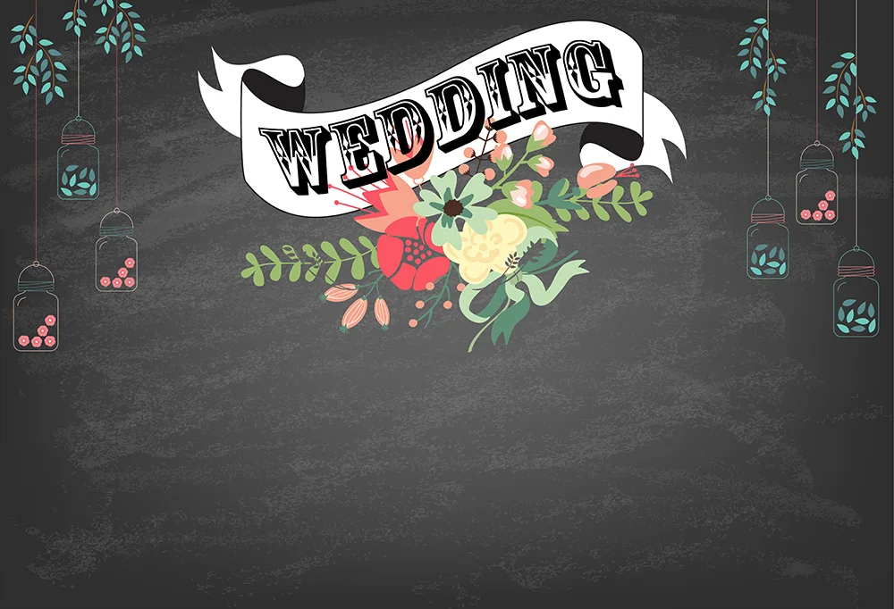 Simple Black And Flowers Backdrop For Wedding RedBirdParty