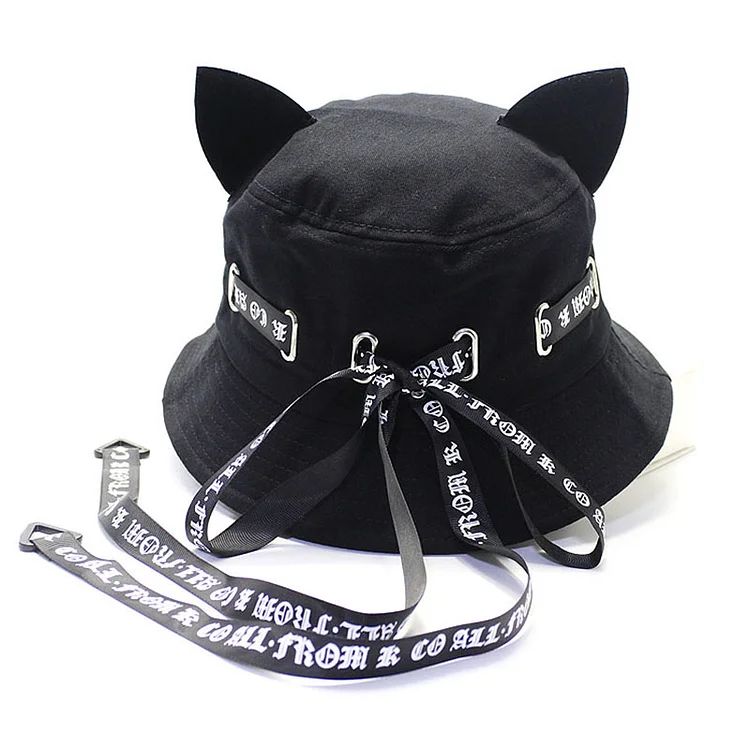 Cat Ears Ribbon Fisherman Hat - Modakawa Modakawa