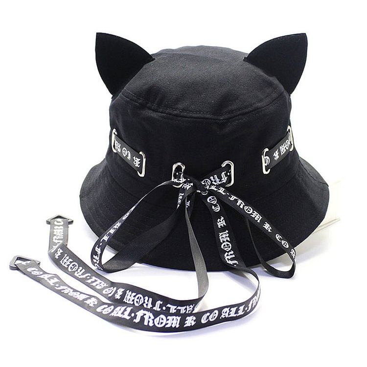 Cat Ears Ribbon Fisherman Hat - Modakawa Modakawa