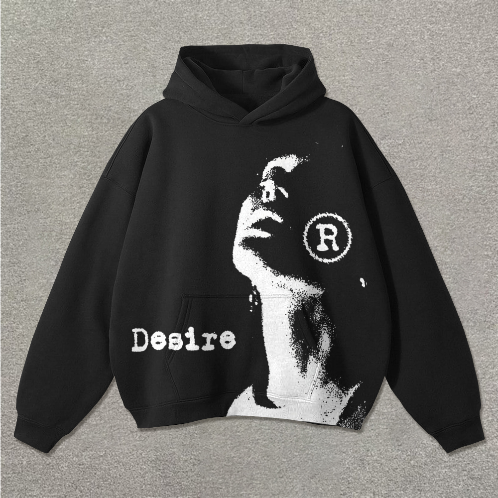 Sopula Vintage Portrait Desire Graphic Pocket Hoodie - SOPULA