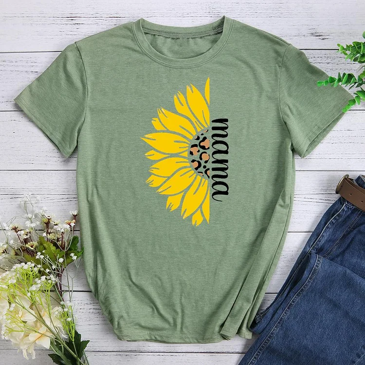 Sunflower Mama Round Neck T-shirt