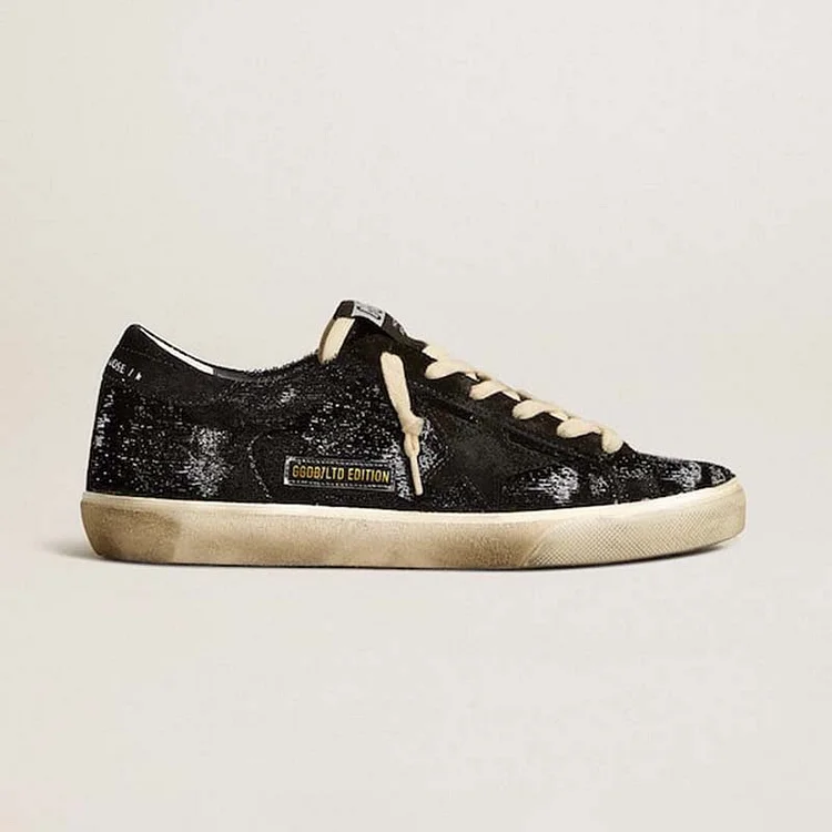 Golden Goose Super-Star Hombre de terciopelo y ante negro con estrella de ante negro