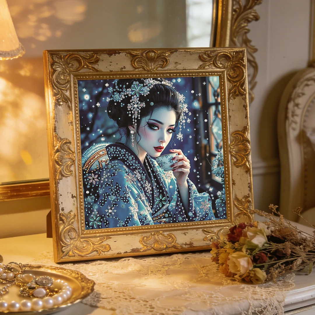 Diamond Painting - Partial Special Shaped Drill - Snow Geisha(Canvas|30x30cm)