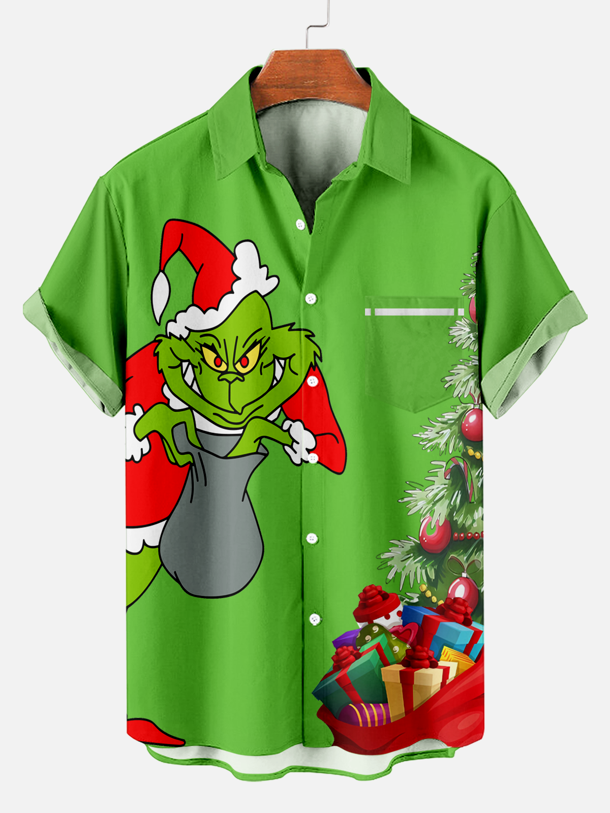 Men revisit classic Christmas character print shirt PLUSCLOTHESMAN