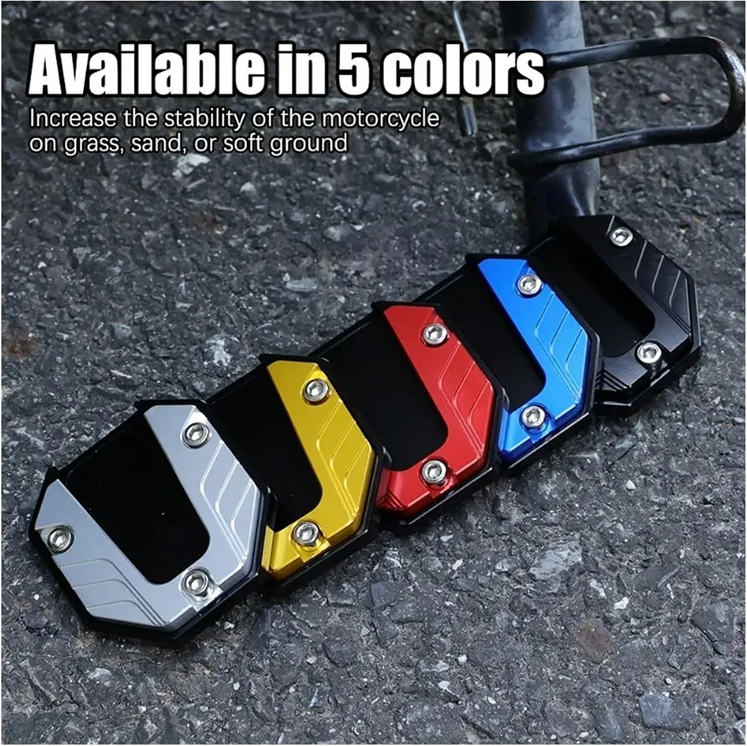 Kickstands Jiffy Stands Parts Aluminum Alloy Motorcycle Bike Kickstand Extender Foot Side Stand Extension Foot Pad Support Plate Motorbike Accessories