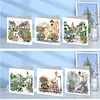 6Pcs Diamond Painting Bicycle Town Greeting Card Set with Envelopes for Birthdays Thanksgiving & Special Occasion