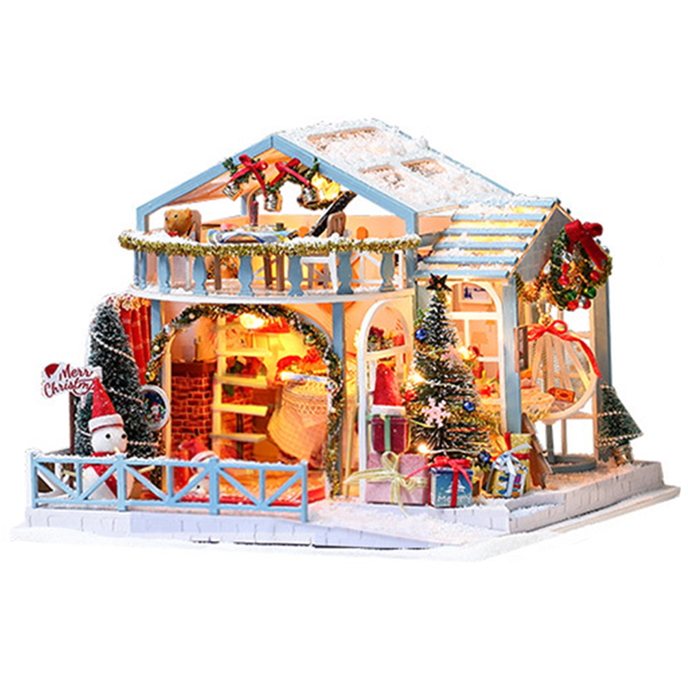 

Christmas Wooden DIY Doll House Miniature Box Puzzle Assemble 3D Dollhouse, 501 Original