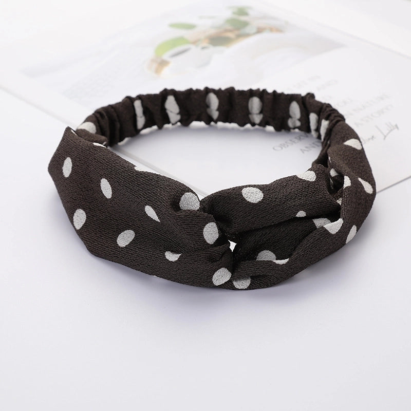 Women’s Lady Polka Dots Flower Cloth Hair Band