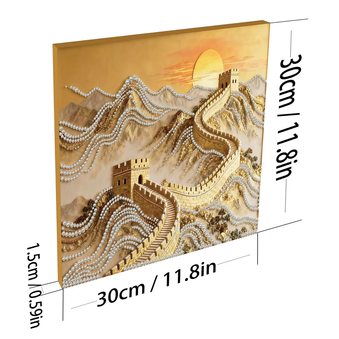Great Wall DIY Pearl Art Diamond Painting With Frame 30x30cm for Adults Home Dec