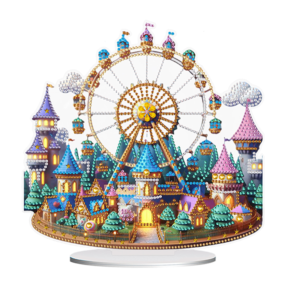 DIY Acrylic Diamond Painting Desktop Tabletop Ornament Castle Ferris Wheel-Guru-buzz