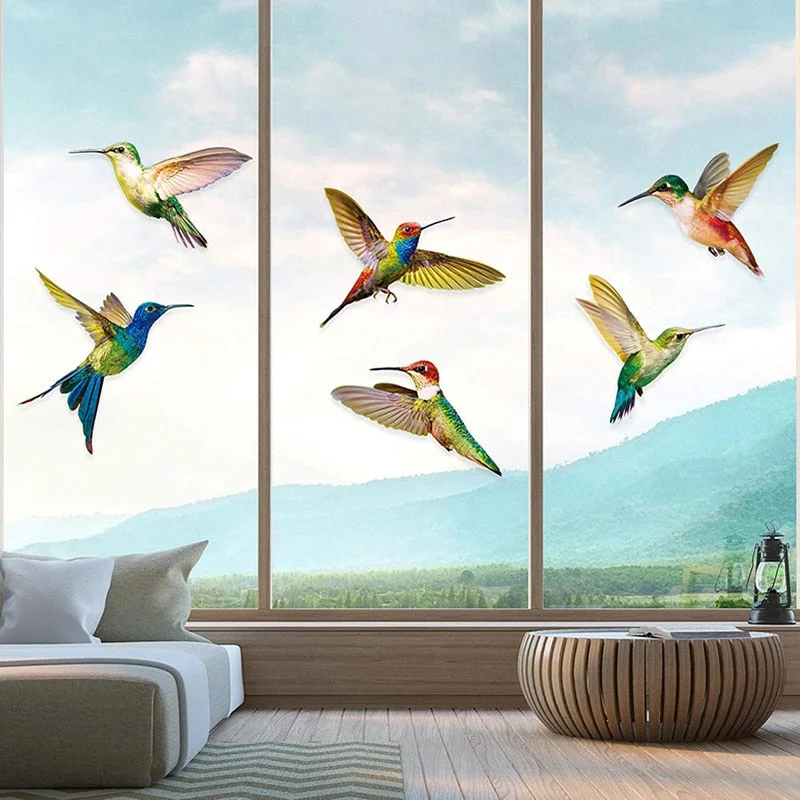 Hummingbird Static Glass Film Window Sticker French windows Anti-collision Sticker Decorative paintings PVC Removable 8pcs