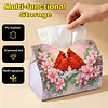 (24cm)Diamond Art Tissue Box DIY PU Napkin Cover for Home(Cardinal and flowers)