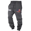 Men's Vintage American Flag Patriotic Elastic Waist Drawstring Jogger Sweatpants by Inlyline