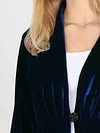 Women's Elegant Velvet Blazer, Long Sleeve, Solid Color, Casual Polyester Suit Jacket, No Belt, Fall/Winter Season, H-Shape, Open Front with Single Button, No Waterproof, Knitted Fabric