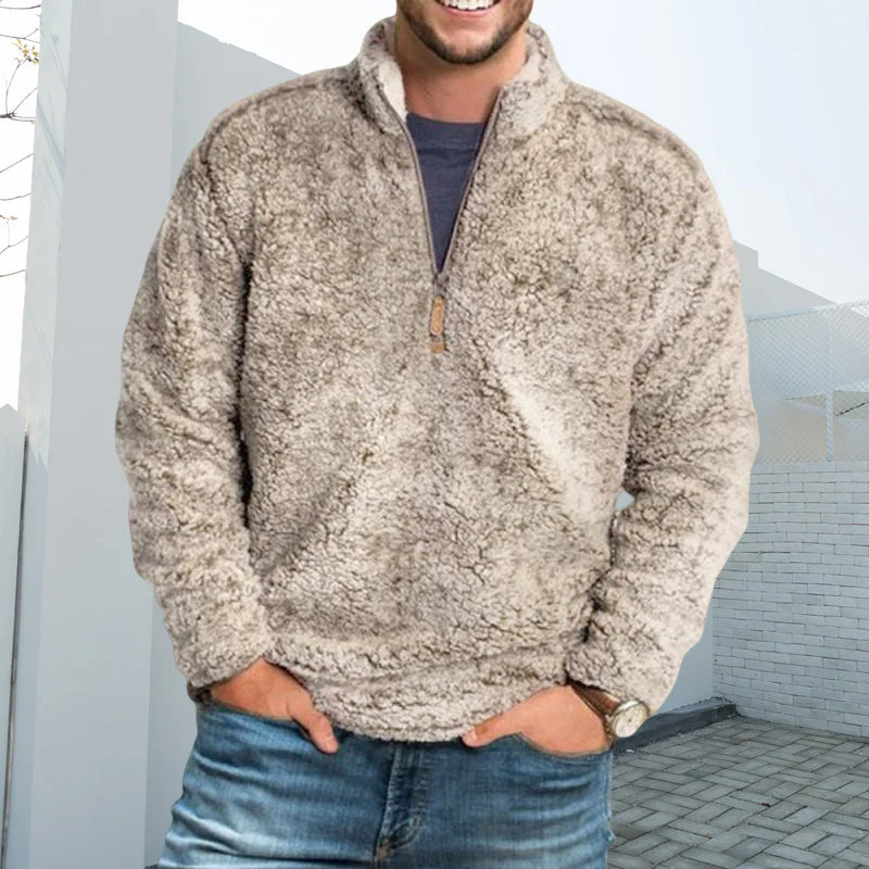 Cozymoo Men's Casual Loose Stand Collar Thickened Sweatshirt