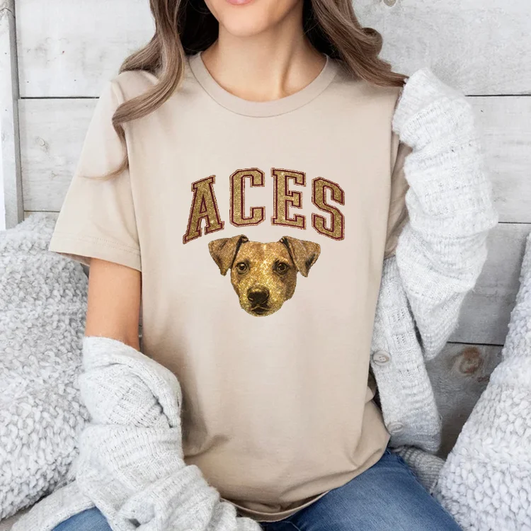 Custom Glitter Pet Name and Photo Printing T-shirt Sweatshirt Hoodie 