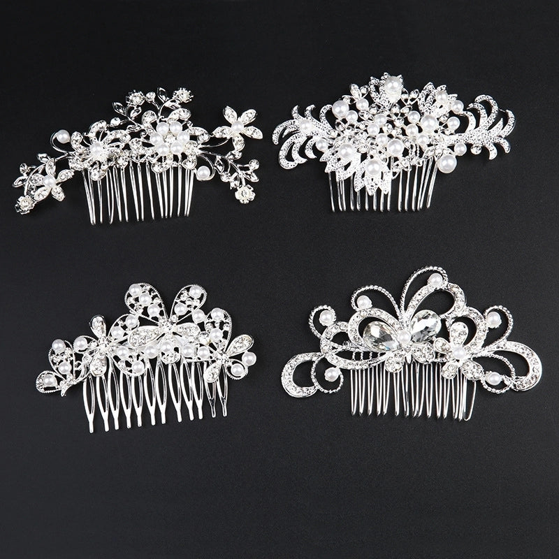 Alloy White Rhinestone Hair Comb Clip International Station Hot Pearl Flower Bridal Headdress Hair Accessories Bridal Accessories