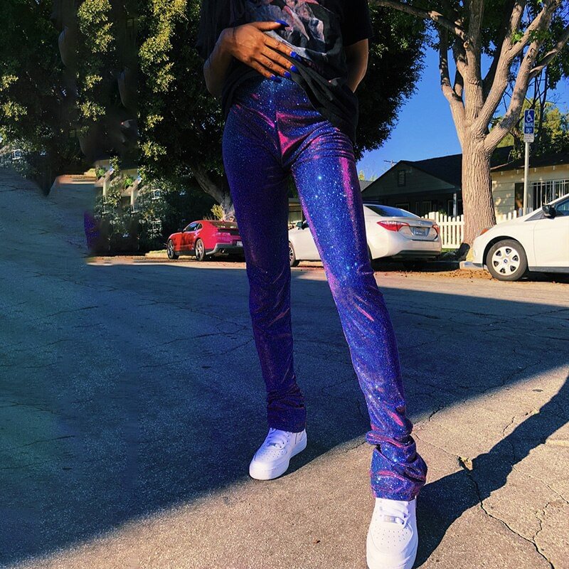 WannaThis Pencil Pants Women 2020 Fashion Ruched Glitter Casual High Waist Streetwear Autumn Sexy Slim Stretchy Trousers Female