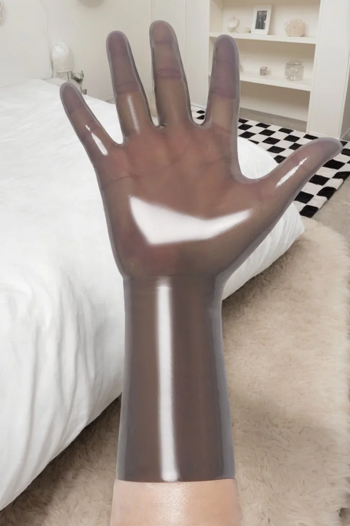 Unisex Latex Gloves Smoky Black Classic Short Molded Latex Gloves Sophisticated Minimalist Gloves (KG31581)