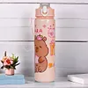 700ml Capybara Cute Water Cup with Straw & Handle Travel Water Bottle for Sports