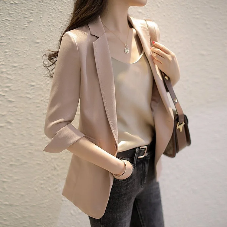 Casual Long-Sleeve Buttoned Blazer QueenFunky