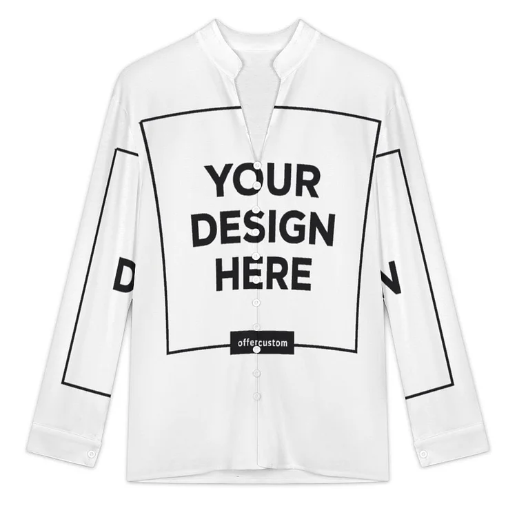 Personalized Design Men's Long-Sleeved Shirt with Stand Collar (Full Print)