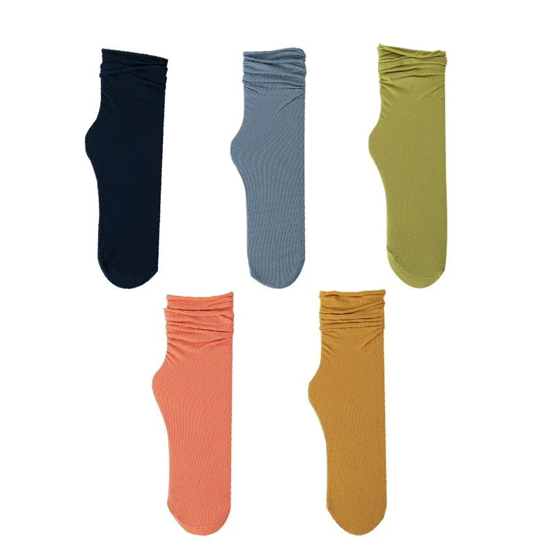 5 Pairs Women High Soft Velet Loose Socks Frilly Solid Socks for girls Breathable Men's socks One size Unisex