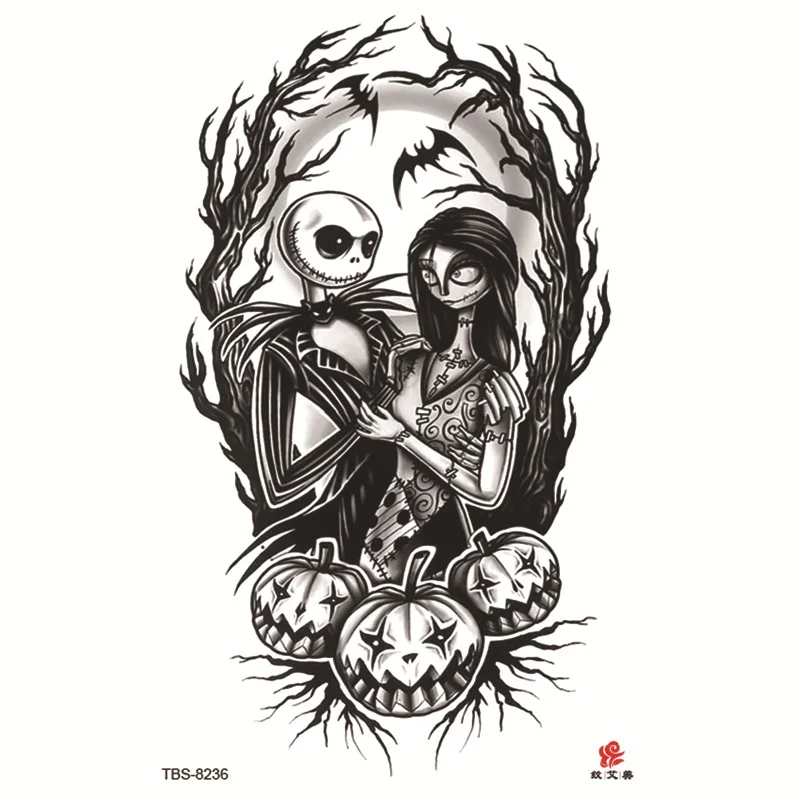 Sdrawing Temporary Tattoo Sticker Dark Snake Tattoos Flower Tatoos Body Art Geisha Water Transfer Clavicle Arm Fake Tatto