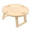 Table de pique-nique pliante ext&eacute;rieure en bois avec porte-verre &agrave; vin