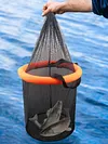 Floating Fishing Bait Basket Mesh Collapsible Fish Keeper Live Fish Net Cage