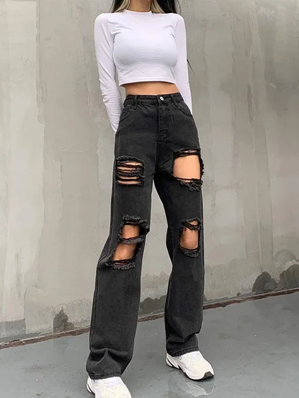 High waist ripped jeans
