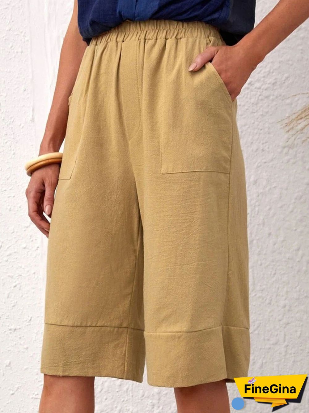 Loose Solid Color Casual Elastic Waist Shorts